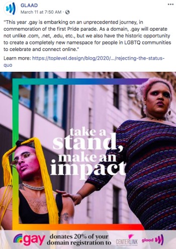 Screen capture of GLAAD's social media post quoted above.