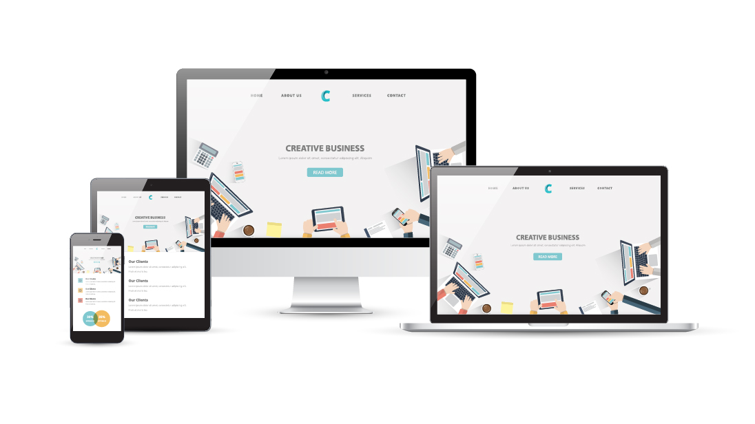 Responsive site on multiple devices.